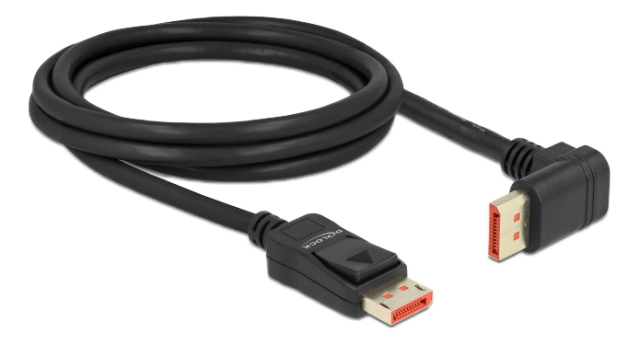 DeLOCK DisplayPort-kabel hann rett til hann 90° oppover 8K 60 Hz 2 m