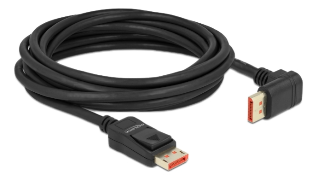 DeLOCK DisplayPort-kabel hann rett til hann 90° oppover 8K 60Hz 5m