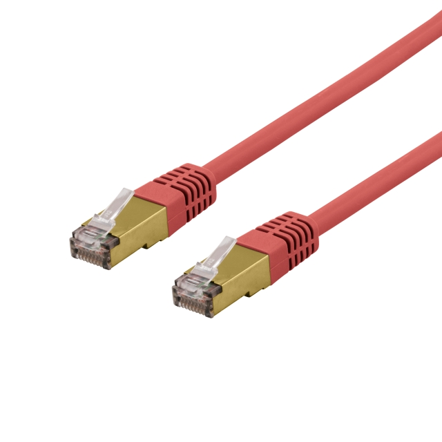 DELTACO S/FTP Cat6a patchkabel 1,5 m 500 MHz Deltacertifisert LSZH rød