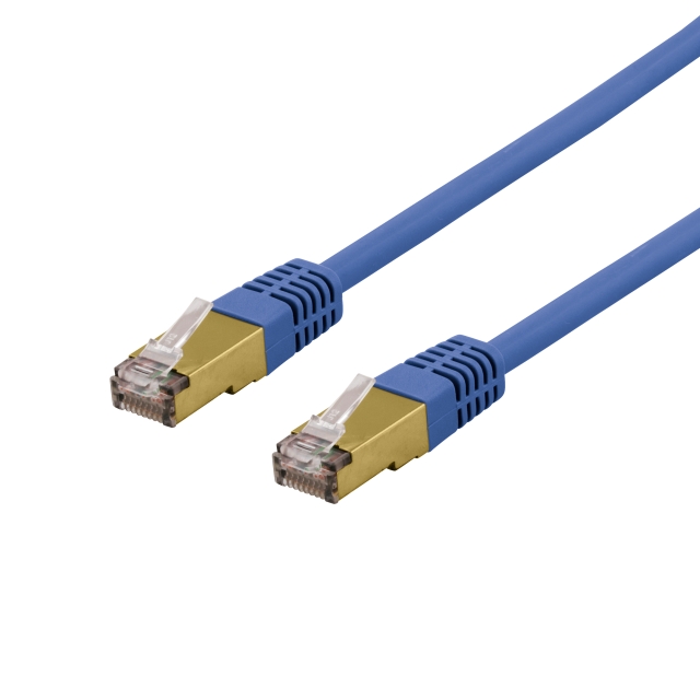 DELTACO S/FTP Cat6a patchkabel 3m 500MHz Deltacertified LSZH blå