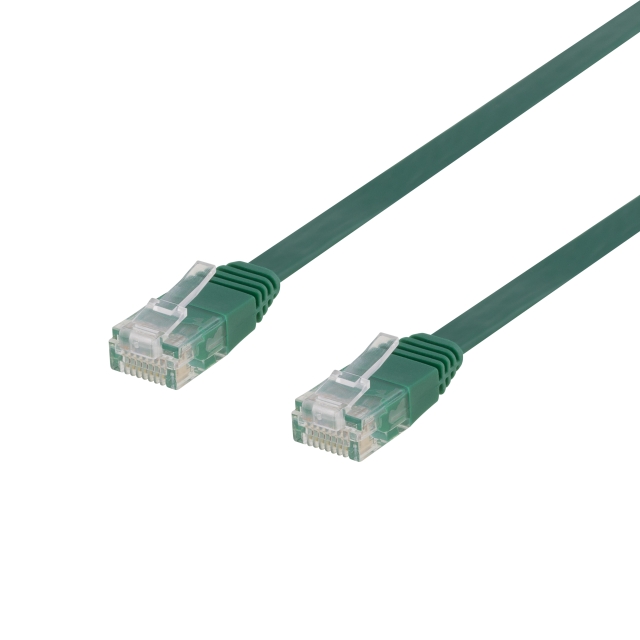 DELTACO U/UTP Cat6 patchkabel, flat, 3m, 250MHz, grønn