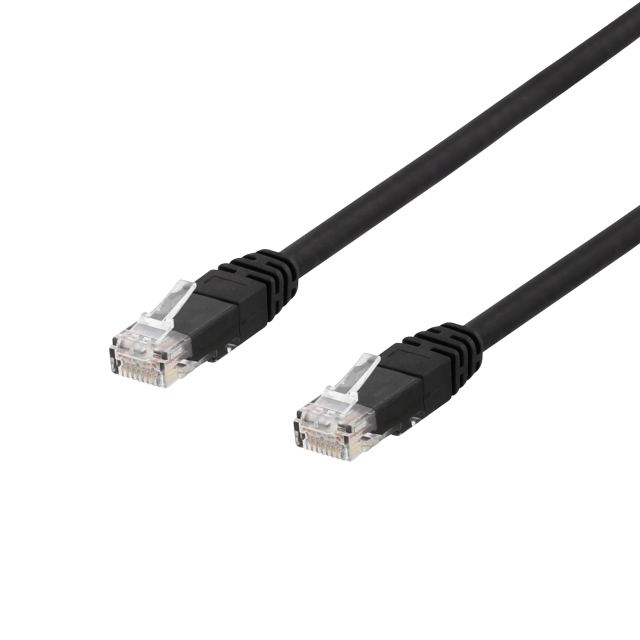DELTACO U/UTP Cat6 patchkabel 7m UV-resis 250MHz Delta certif svart