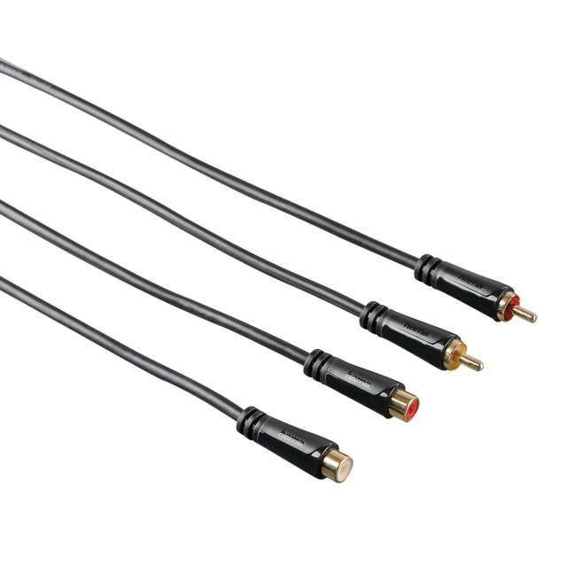 Hama audiokabel 2xRCA-2xRCA forlengning Gull Svart 3m