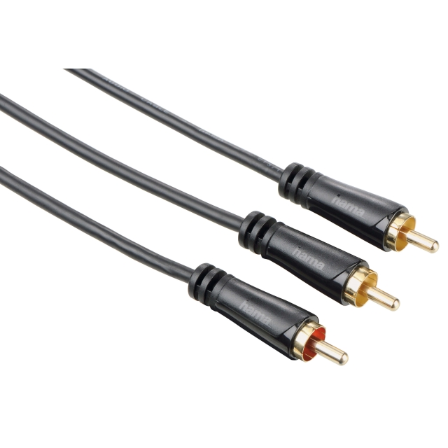 Hama audiokabel 1xRCA-2xRCA subwooferkabel Gull Svart 7.5m