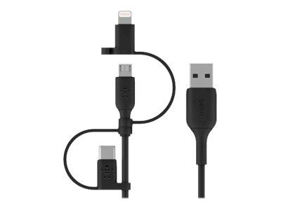 Belkin Boost 3 i 1-kabel, Lightning, Type C, Micro USB 