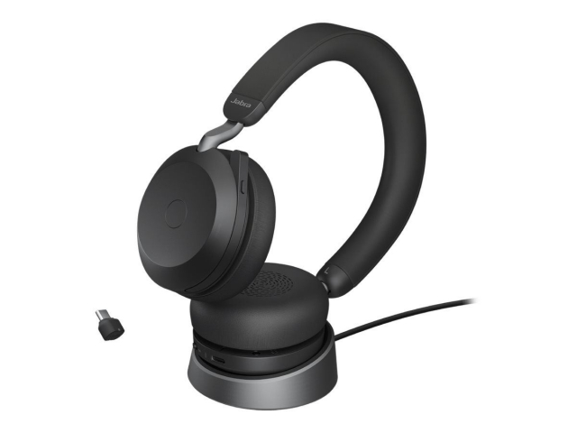 Jabra Jabra Trådløse hodetelefoner for kontoret med ladestasjon, Evolve2 75 Link380c Uc Stereo Black