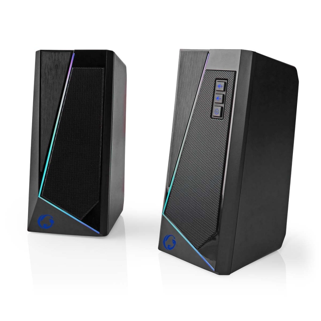 Nedis Gaming Speaker | Høyttalerkanaler: 2.0 | USB-Strøm | 3.5 mm Han | 18 W | LED | Volumkontroll