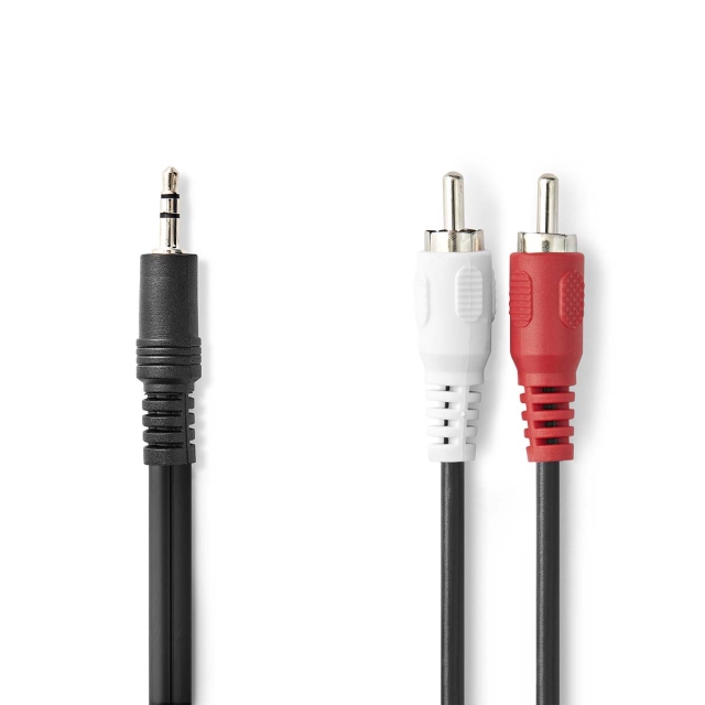 Nedis Stereo lydkabel | 3.5 mm Han | 2x RCA Han | Nikkel belagt | 10.0 m | Rund | Sort | Boks