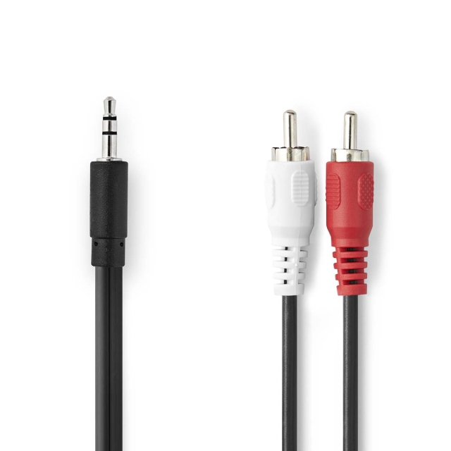 Nedis Stereo lydkabel | 3.5 mm Han | 2x RCA Han | Nikkel belagt | 2.00 m | Rund | Sort | Boks