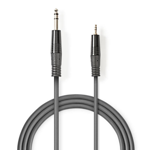 Nedis Stereo lydkabel | 6.35 mm Han | 3.5 mm Han | Nikkel belagt | 1.50 m | Rund | Mørk Grå | Pappetui