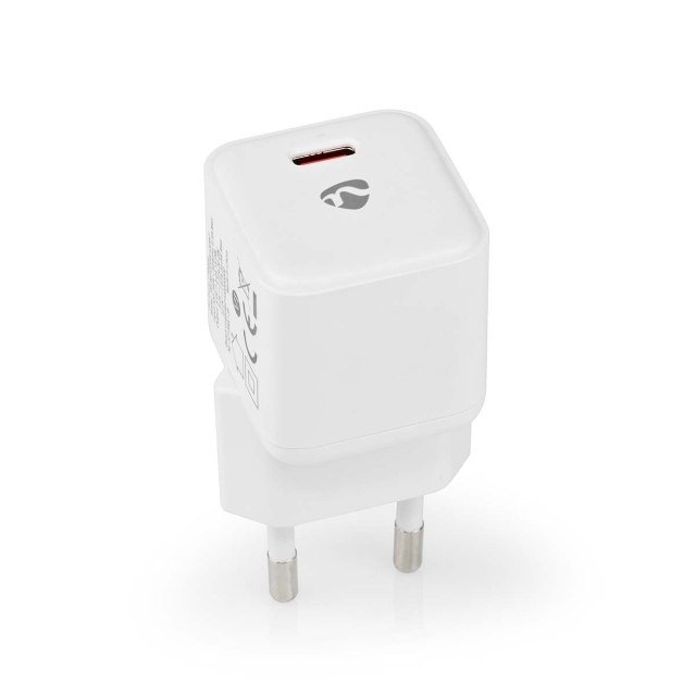 Nedis vegg lader | 20 W | PD3.0 20W | Hurtigladefunksjon | 1.67 A / 2.22 A / 3.0 A | Antall utganger: 1 | USB-C™ | Automatisk Spenning Utvalg | Hvit