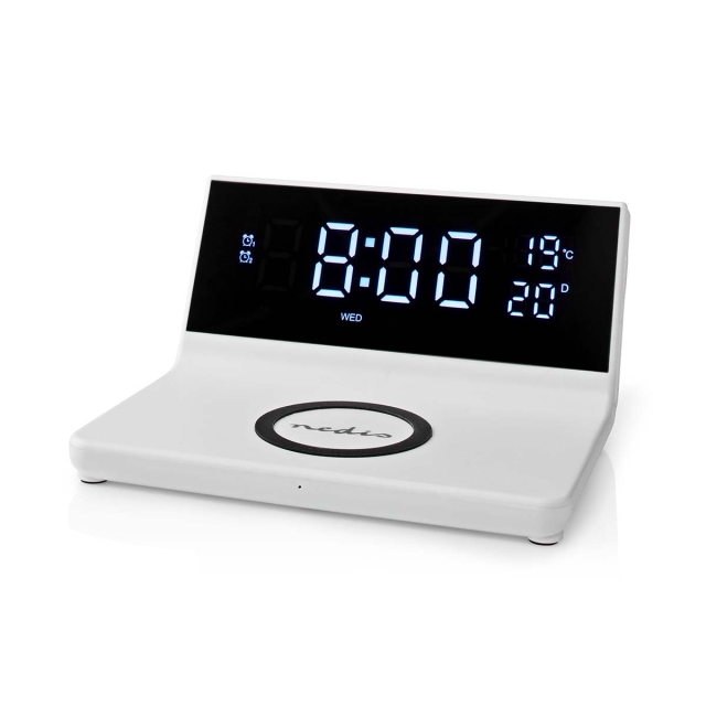 Nedis Alarm clock wireless charger | Qi sertifisert | 5 / 7.5 / 10 / 15 W | USB-A Male | 2 Alarmtider | slumrefunksjon