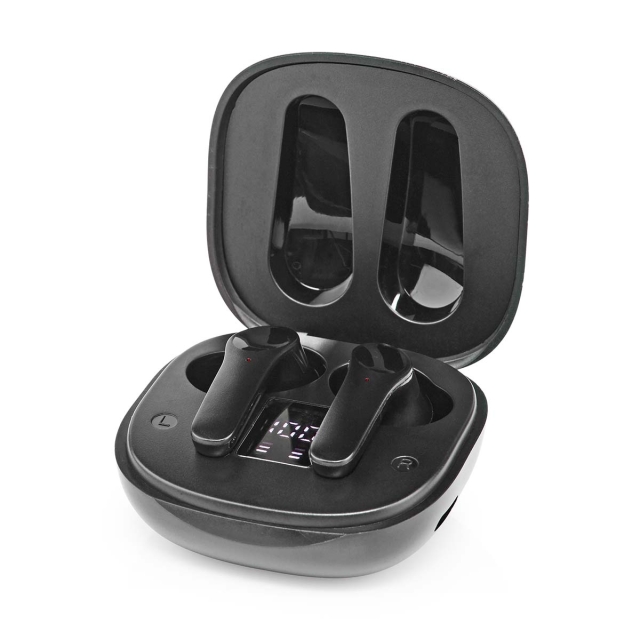 Nedis Fullt Trådløse hodetelefoner | Bluetooth® | Maksimal batteritid: 5 timer | Touch kontroll | Ladeboks | Innebygd mikrofon | Stemmestyring | Noise canceling | Sort