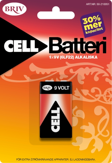 Batteri 9V 6LR61 - 1-pk, 1/12/96