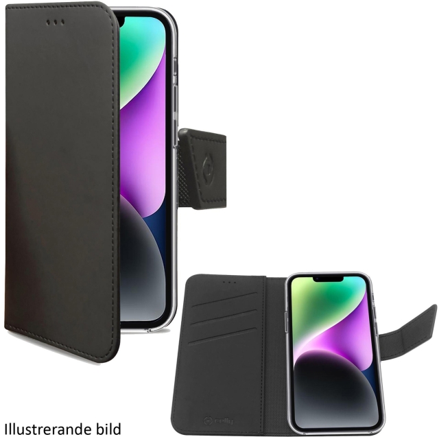Celly Wally lommebokveske til iPhone 15 Pro Svart