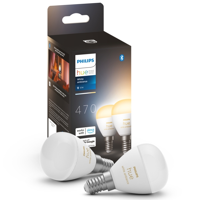 Philips Hue White Ambiance E14 Sphere 2-pakning