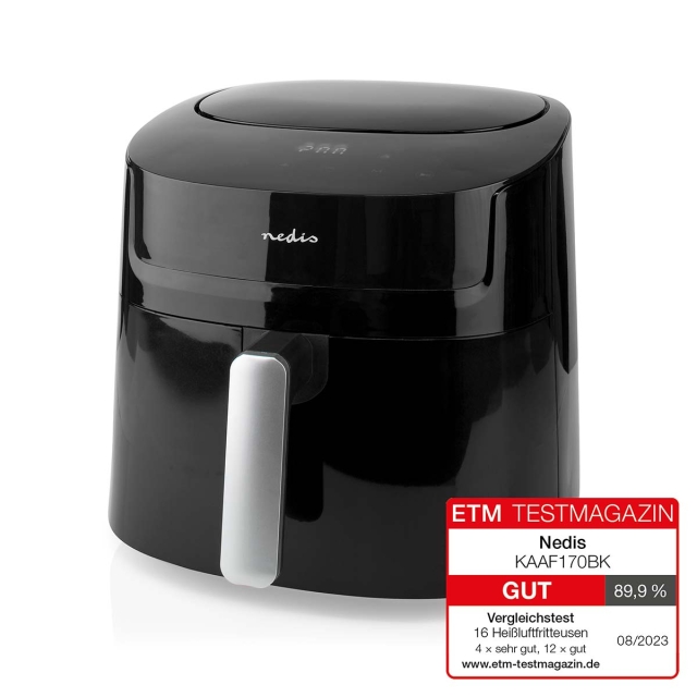 Nedis Hot Air Fryer | 7,2 l | Timer: 240 min | Antall forhåndinnstilte programmer: 8 | Digitalt | Sort