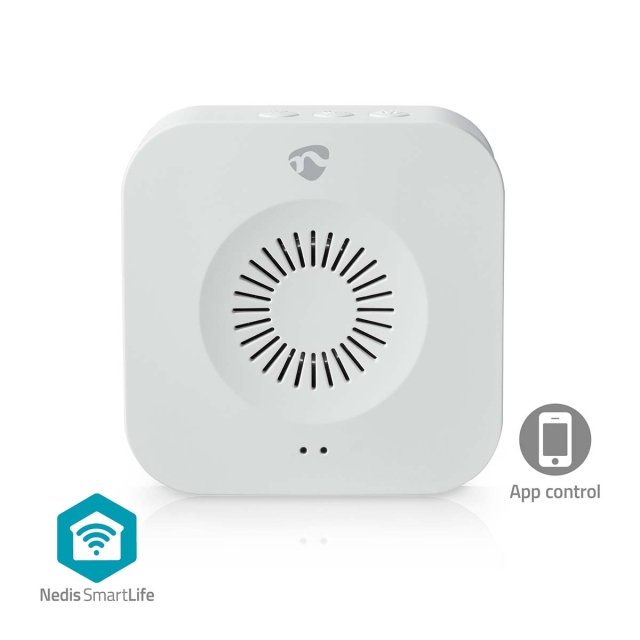 Nedis SmartLife-Klokke | RF, frequency 433 Mhz | Tilbehør til: WIFICDP10GY / WIFICDP30WT / WIFICDP40CWT | Batteri drevet / USB-Strøm | 4 Lyder | 4.5 V DC / 5 V DC | Justerbar volum | Hvit