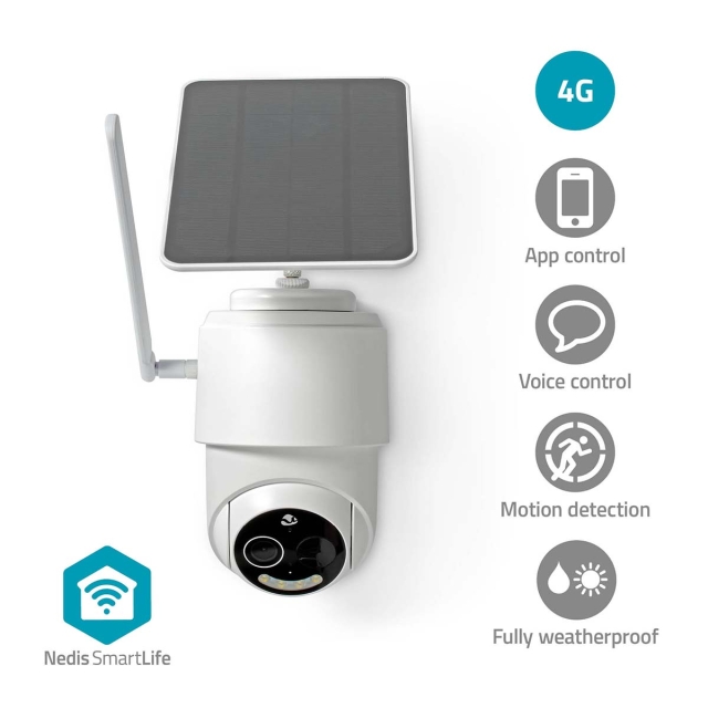 Nedis SmartLife Utendørs kamera | Full HD 1080p | Panorering og vipping | IP65 | Cloud Storage (valgfritt) / microSD (ikke inkludert) | 5 V DC | Med bevegelses sensor | Nattsyn | Hvit