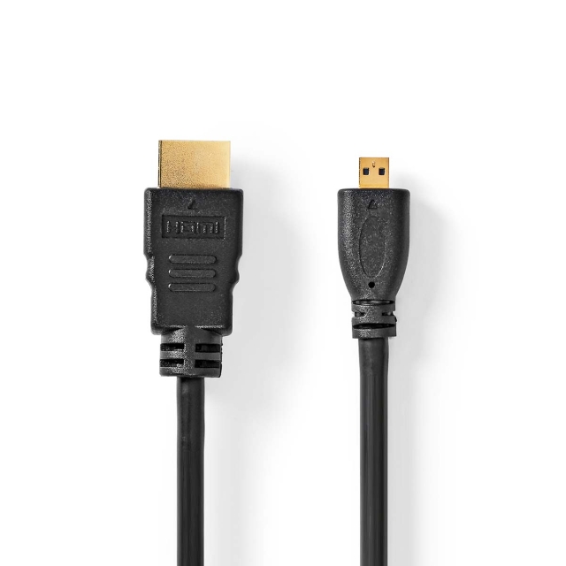 Nedis High Speed ​​HDMI ™ kabel med Ethernet | HDMI ™ -kontakt | HDMI ™ mikrokontakt | 4K@30Hz | 10.2 Gbps | 1.50 m | Rund | PVC | Sort | Label