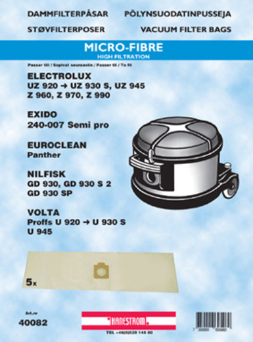 hanestroem Støvsugerposer Hanestrom Nilfisk GD 930 syntetisk 5stk
