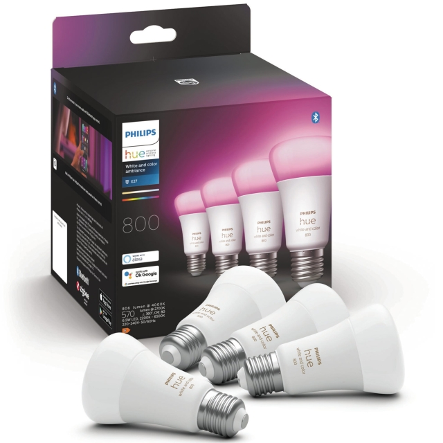 Philips Hue Hvit Colour Ambiance E27 4-pakning