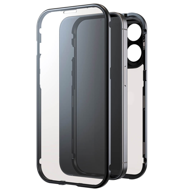 BLACK ROCK Mobildeksel 360° Glass Transp/Svart - iPhone 15 Pro