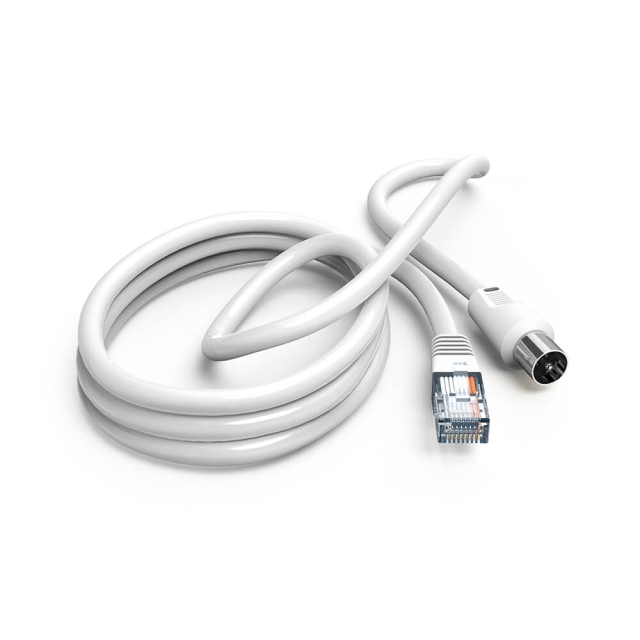 Hama Antennekabel 75dB Koaxialkontakt til RJ45-kontakt Hvit 2,5m