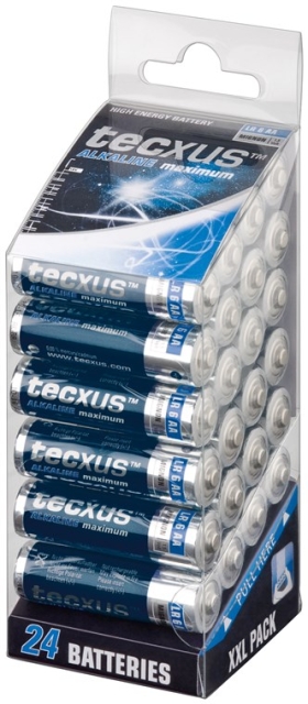 tecxus LR6/AA (Mignon) batteri, 24 stk. XXL-eske alkalisk manganbatteri, 1,5 V