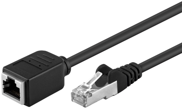 Goobay CAT 5e skjøteledning, F/UTP, svart kobberleder (CU), RJ45-kontakt (8P8C) > RJ45-kontakt (8P8C)
