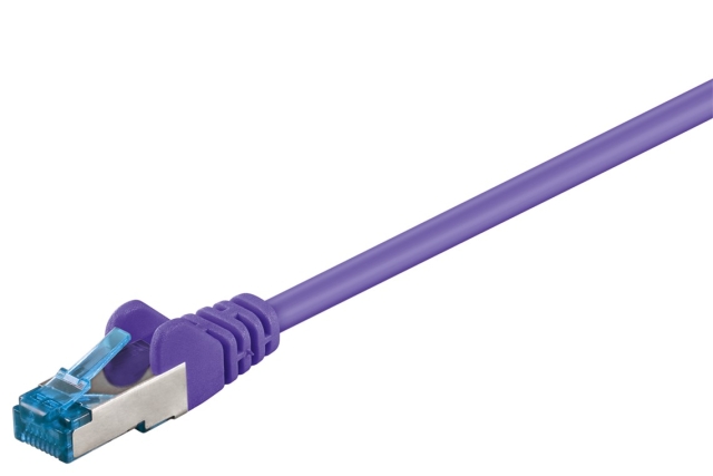 Goobay Kretskabel CAT 6A, S/FTP (PiMF), fiolett, 15 m kobberleder (CU), halogenfri kabelmantel (LSZH)