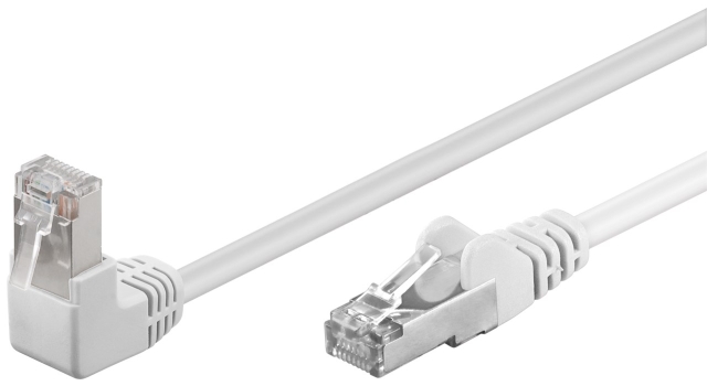 Goobay Kretskabel CAT 5e, 1x 90° vinklet, F/UTP, hvit, 10 m kobberbelagt aluminiumtråd (CCA), 1x RJ45-plugg 90° (8P8C)