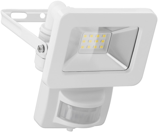 Goobay Utendørs LED-lyskaster, 10 W, med bevegelsesdetektor med 850 lm, nøytralt hvitt lys (4000 K), PIR-sensor med ON/OFF-funksjon og M16-kabelgjennomføring, egnet for utendørs bruk (IP44)