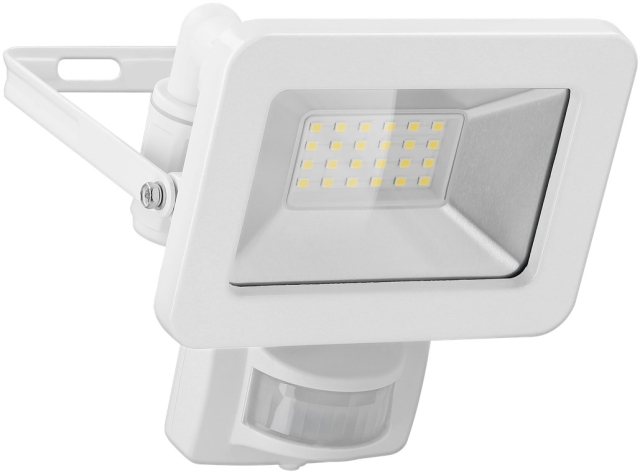 Goobay Utendørs LED-lyskaster, 20 W, med bevegelsesdetektor med 1700 lm, nøytralt hvitt lys (4000 K), PIR-sensor med PÅ/AV-funksjon og M16-kabelgjennomføring, egnet for utendørs bruk (IP44)