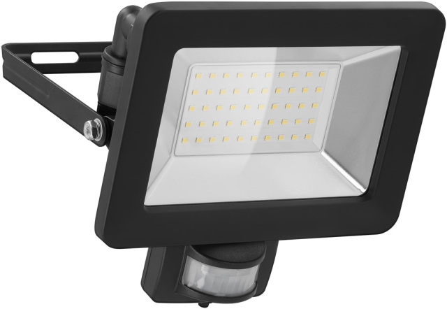 Goobay Utendørs LED-lyskaster, 50 W, med bevegelsesdetektor med 4250 lm, nøytralt hvitt lys (4000 K), PIR-sensor med PÅ/AV-funksjon og M16-kabelgjennomføring, egnet for utendørs bruk (IP44)