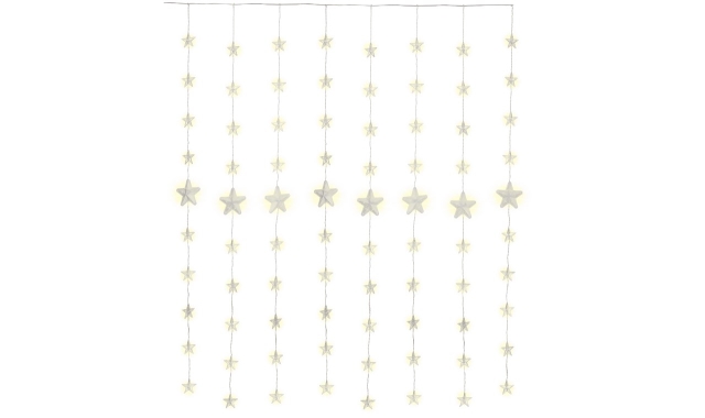 Goobay 80 LED-stjernegardin med fjernkontroll, timerfunksjon, 8 lysmoduser, dimmer og 31 V ekstern transformator, varmhvit (3000 K)