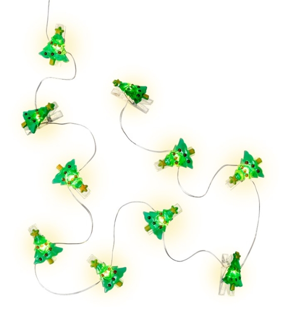 Goobay 10 LED-fotoklipslys "Juletre" med timerfunksjon, varmhvit (3000 K), batteridrift