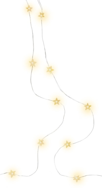 Goobay 20 LED-lyskæde med sølvtråd "Stars" med timerfunksjon, varmhvit (3000 K), batteridrift