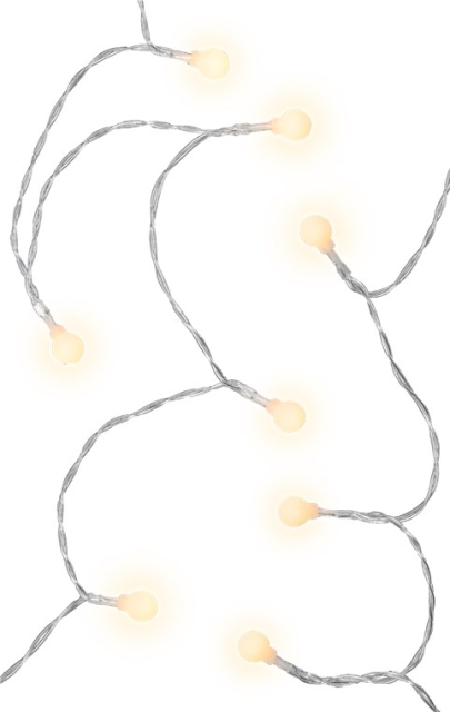 Goobay 80 LED-lyskæde "Balls" med timerfunksjon og 2 lysmoduser, varmhvit (3000 K), batteridrift, IP44