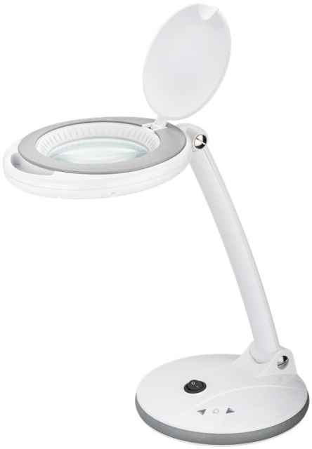Goobay LED-forstørrelseslampe med stativ, 6 W, hvit 80-450 lm, dimbar, 100 mm glasslinse, 1,75x forstørrelse, 3 dioptrier