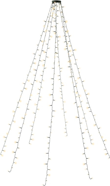 Goobay 280 LED overcast juletrebelysning med ring med timer og minnefunksjon, 8 lysmodi, 24 V ekstern transformator, varmhvit (3000 K), for innendørs og utendørs bruk (IP44)