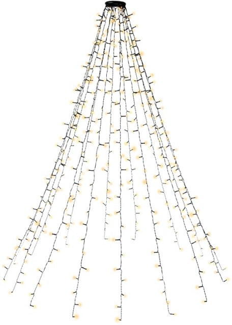 Goobay 400 LED juletrebelysning med ring, timer og minnefunksjon, 8 lysmoduser, 24 V ekstern transformator, varmhvit (3000 K), for innendørs og utendørs bruk (IP44)