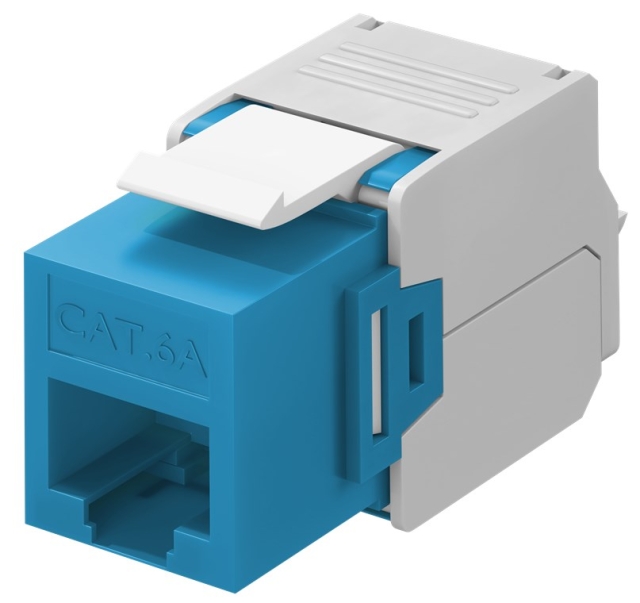 Goobay Keystone-modul RJ45 CAT 6A, UTP 16,5 mm bred, krokodilletype, klemlist for verktøyfri IDC-montering