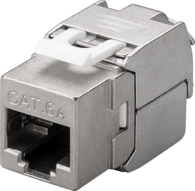 Goobay Keystone-modul RJ45 CAT 6A, STP, 500 MHz, slim-line 16,3 mm bred, krokodilletype, for verktøyfri IDC-montering