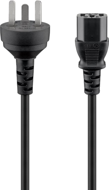 Goobay IEC-kabel Danmark type K, 2 m, svart Danmark-plugg (type K, IEC 60906-1) > C13-apparatkontakt (IEC-plugg)