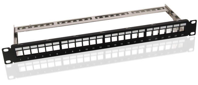 Goobay 19 tommer (48,3 cm) Keystone-patchpanel, tomt (1 U) for 24x Keystone-moduler