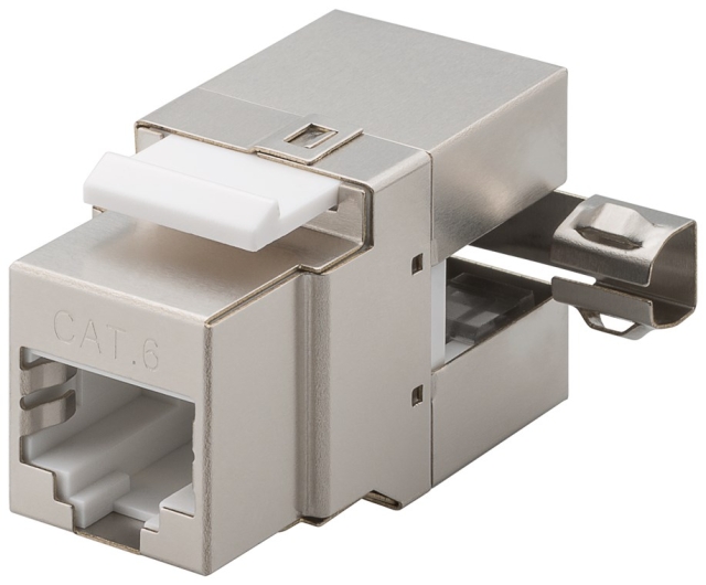 Goobay Keystone-modul RJ45 CAT 6, STP, 250 MHz, 17,4 mm bred, klemlist for IDC-montering (uten verktøy), 90° vinklet utgang