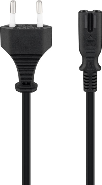 Goobay Nettkabel Euro-plugg, 0,5 m, svart Euro-plugg (type C, CEE 7/16) > apparatkontakt C7