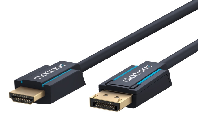ClickTronic Aktiv DisplayPort™ til HDMI™ (4K/60 Hz)-adapterkabel Premium kabel | 1x DisplayPort™-kontakt >> 1x HDMI™-kontakt | 2,0 m | 4K @ 60 Hz