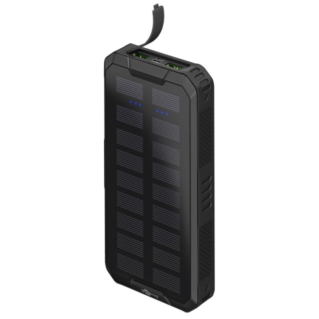 Goobay Hurtigladende solcellebatteri for utendørs bruk 20 000 mAh (USB-C™ PD, QC 3.0) Robust allround-strømforsyning for utendørs bruk